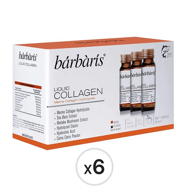 Barbaris Liquid Collagen Takviye Edici Gıda 50 ml x 10 6'lı Paket
