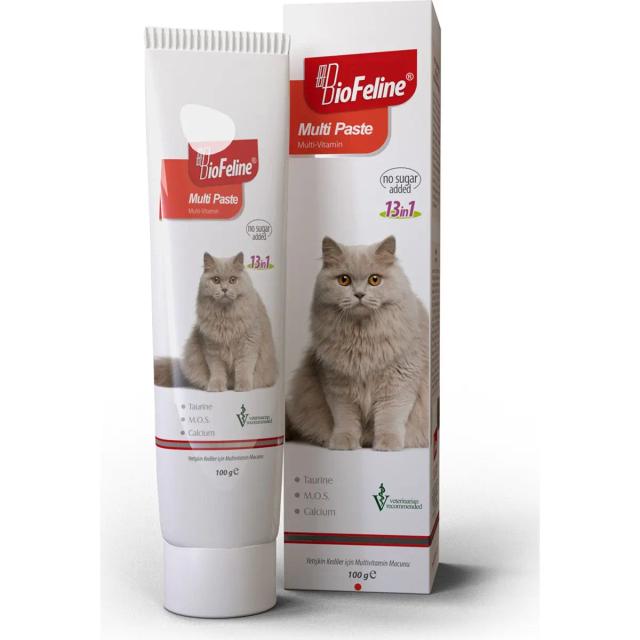BioFeline Multi Paste Kediler için Bağışıklık Sistemi Destekleyici Tüy Yumak Önleyici Multivitamin Macun 100 g