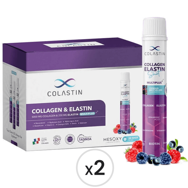 Colastin MultiPlus Kolajen ve Elastin 25 ml x 30 Shot 2'li Paket