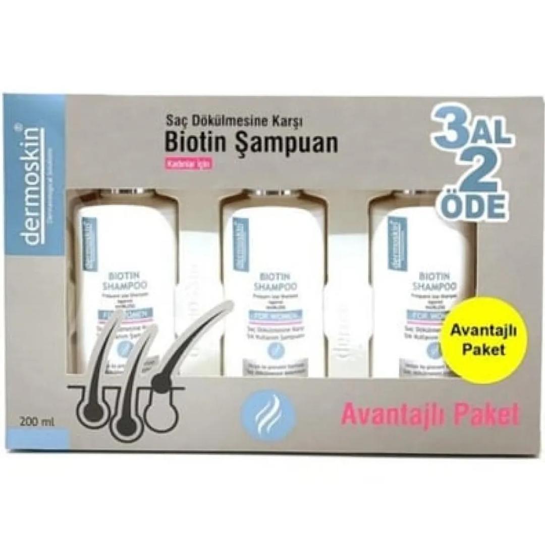 Dermoskin Biotin Saç Dökülmesine Karşı Kadın Şampuanı 200 ml - 3 Al 2 Öde