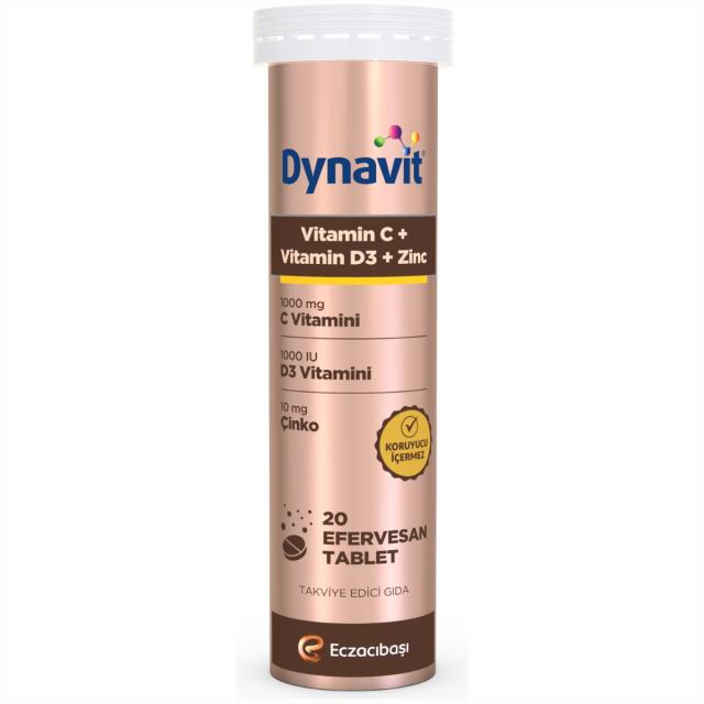 Dynavit Vitamin C+Vitamin D3+Çinko 20 Efervesan Tablet