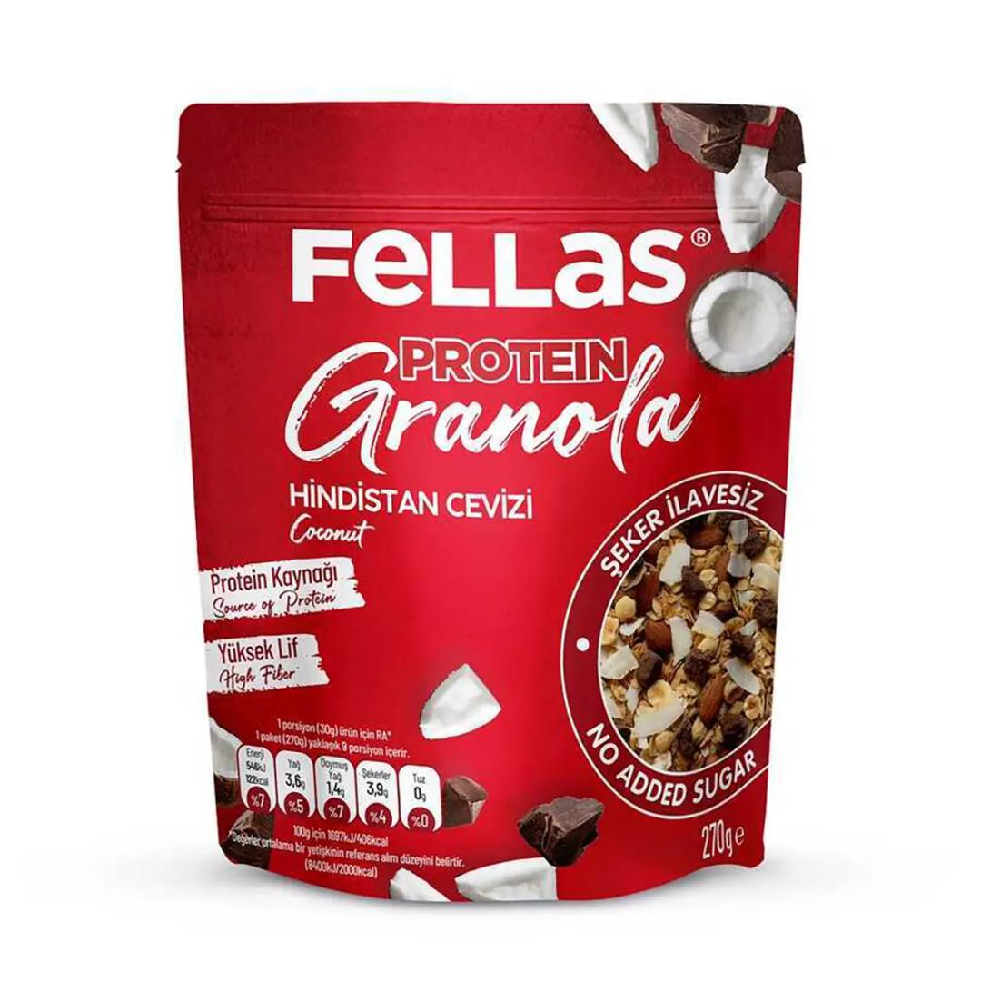 Fellas Granola - Hindistan Cevizi & Protein Bar Parçacıklı 270 g