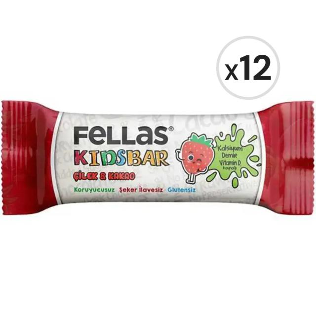 Fellas Kids Meyve Bar - Çilekli ve Kakaolu 28 g x 12 Adet