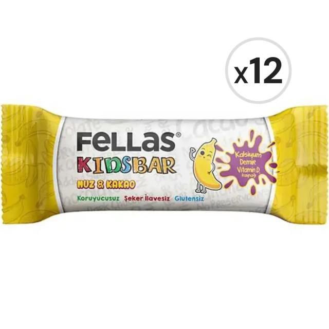 Fellas Kids Meyve Bar - Muzlu ve Kakaolu 28 g x 12 Adet