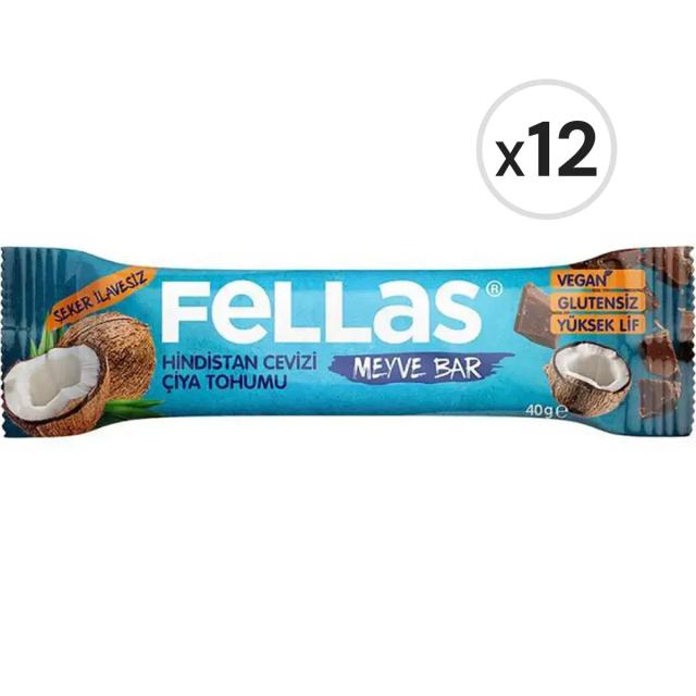 Fellas Meyve Bar - Chialı ve Hindistan Cevizli 40 g x 12 Adet