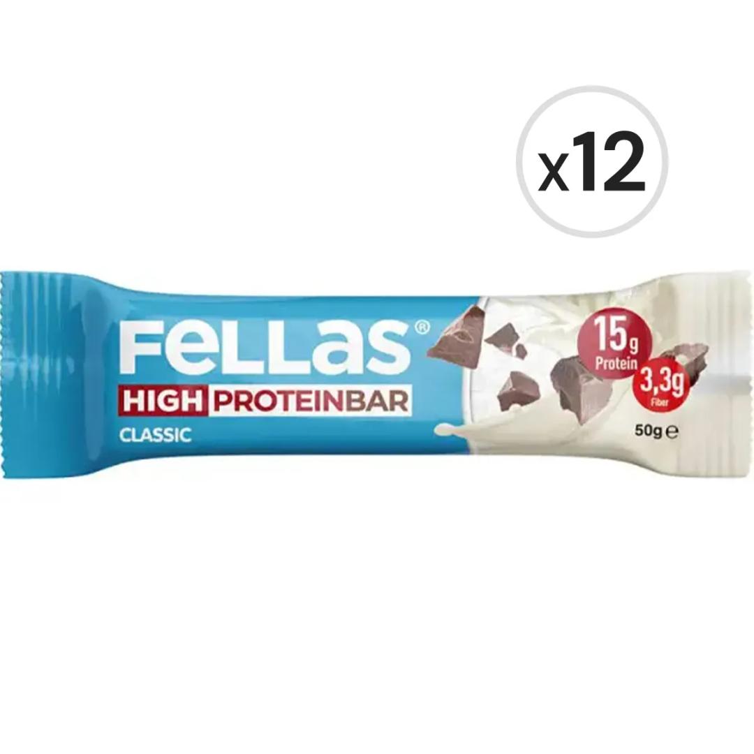 Fellas Yüksek Protein Bar - Klasik Sade 50 g x 12 Adet