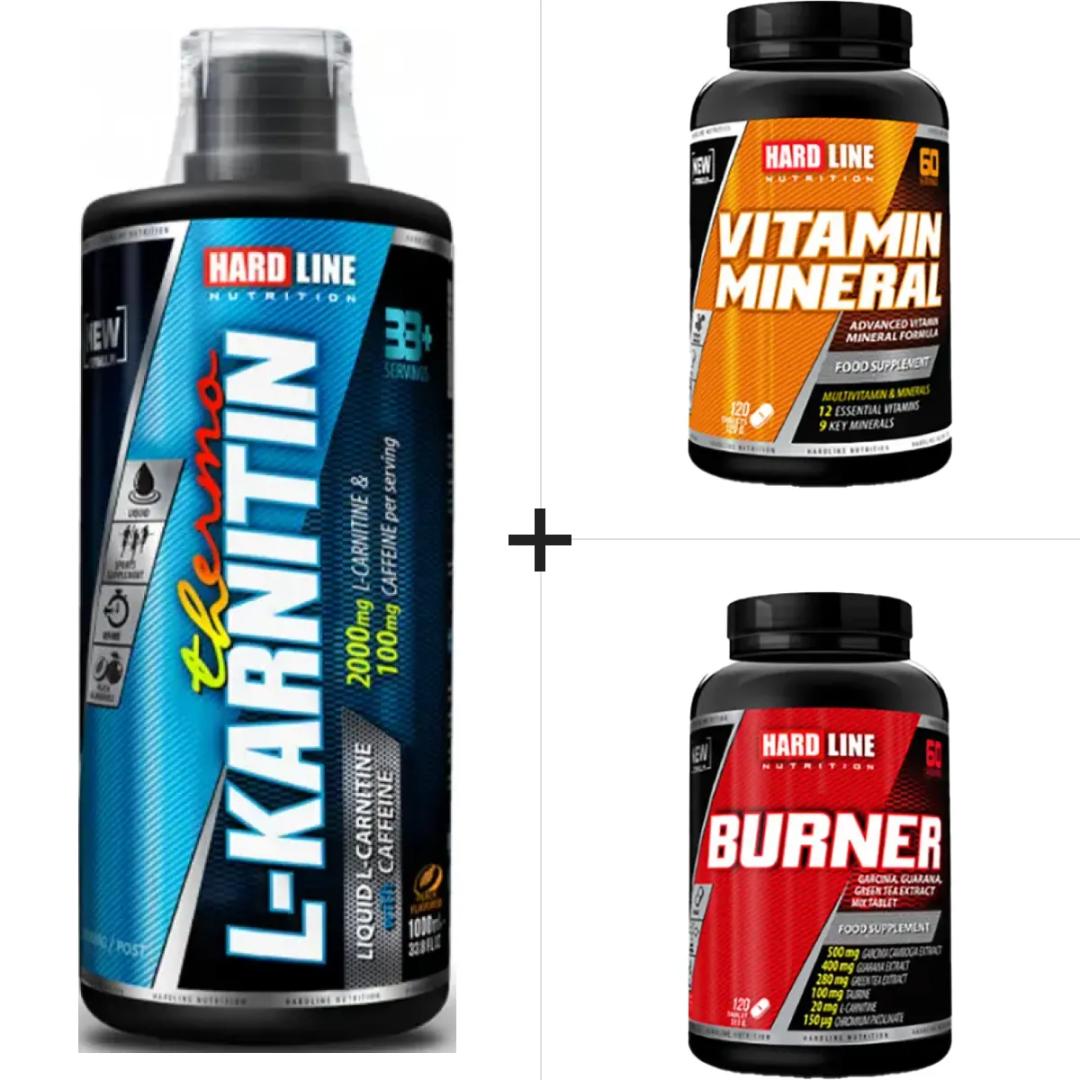 Hardline Form 2.2 Kombinasyonu (İleri Seviye) - L-Karnitin Thermo Şeftali 1000 ml + Vitamin Mineral 120 Tablet + Burner 120 Tablet