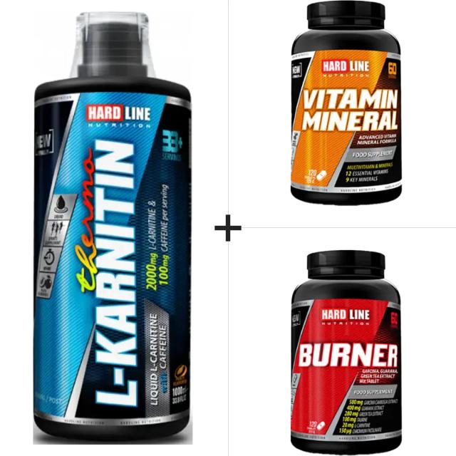 Hardline Form 2.2 Kombinasyonu (İleri Seviye) - L-Karnitin Thermo Şeftali 1000 ml + Vitamin Mineral 120 Tablet + Burner 120 Tablet