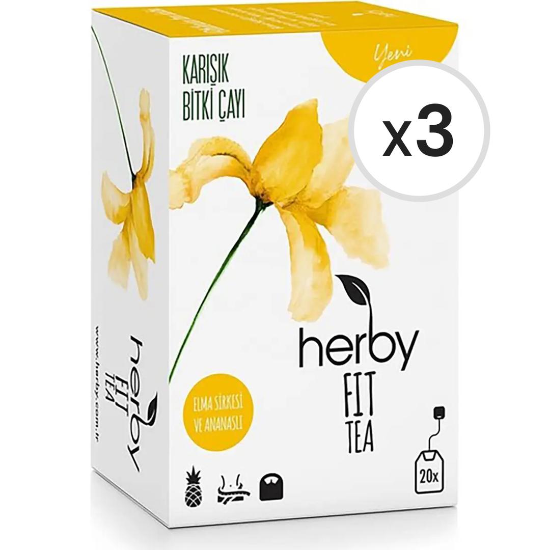 Herby Fit Tea Elma Sirkeli 20'li Bitki Çayı 3'lü Paket