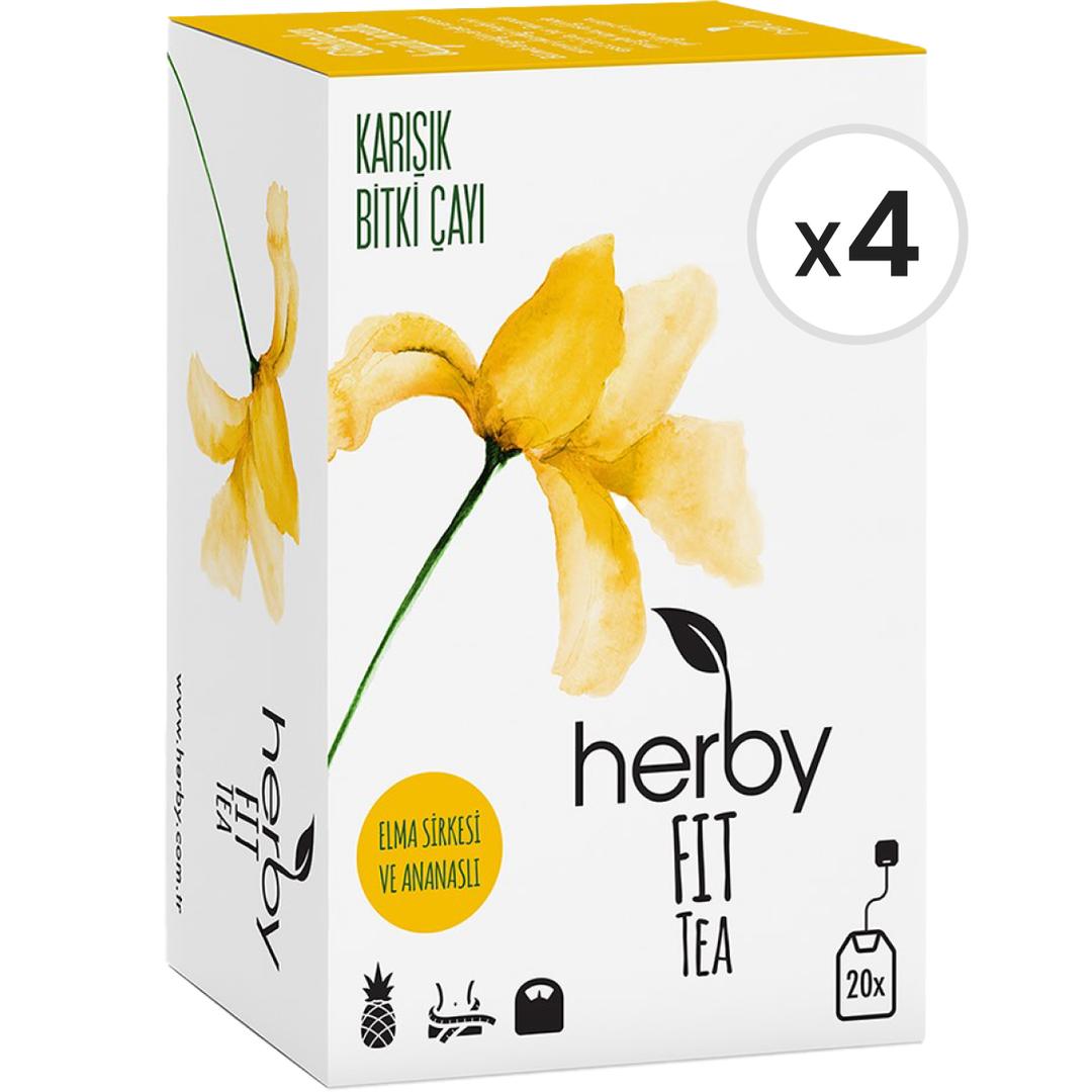 Herby Fit Tea Elma Sirkeli ve Ananaslı 20'li Bitki Çayı 4'lü Paket