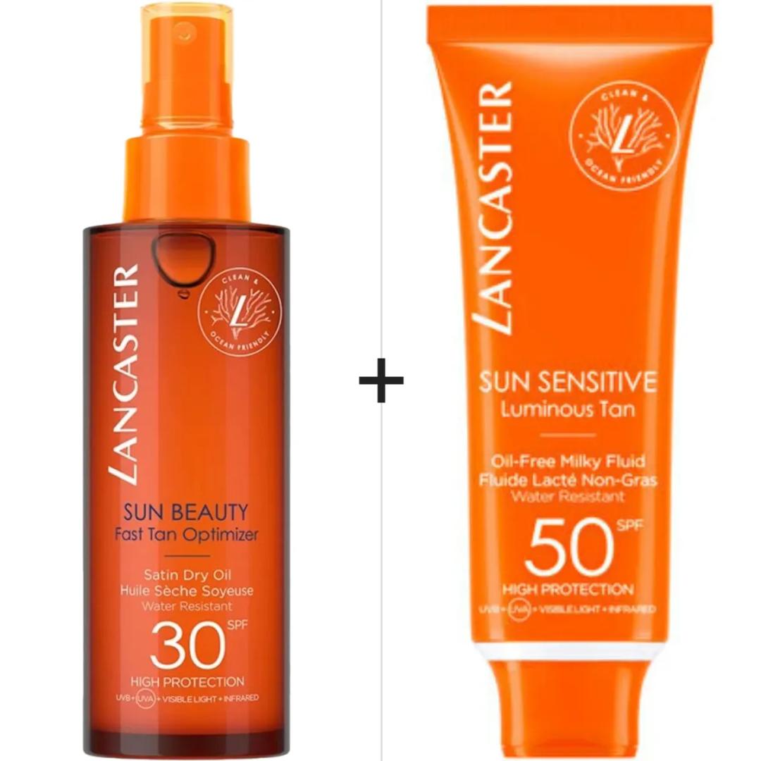 Lancaster Sun Beauty Satin Dry Oil SPF 30 150 ml & Sun Sensitive Oil-Free Milky Fluid SPF50 50 ml