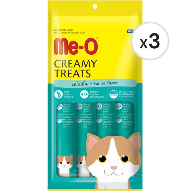 Me-O Creamy Treats Kurutulmuş Ton Balıklı Sıvı Kedi Ödül Maması 4 x 15 g 3'lü Paket