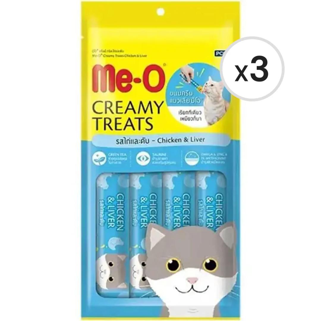 Me-O Creamy Treats Tavuklu ve Ciğerli Krem Kedi Ödül Maması 4 x 15 g 3'lü Paket