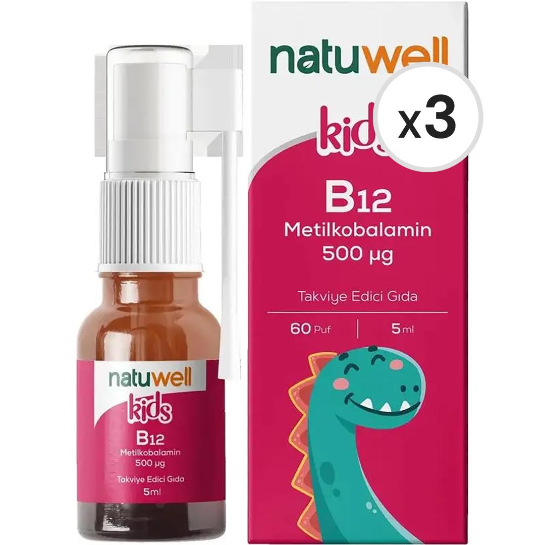 Natuwell Kids B12 Metilkobalamin Sprey 5 ml 3'lü Paket