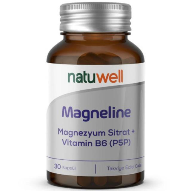 Natuwell Magneline Magnezyum Sitrat ve Vitamin B6 (P5P) 30 Kapsül