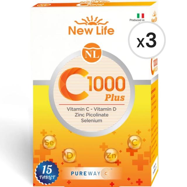 New Life C-1000 Plus C-D Vitamini & Çinko 15 Kapsül 3'lü Paket