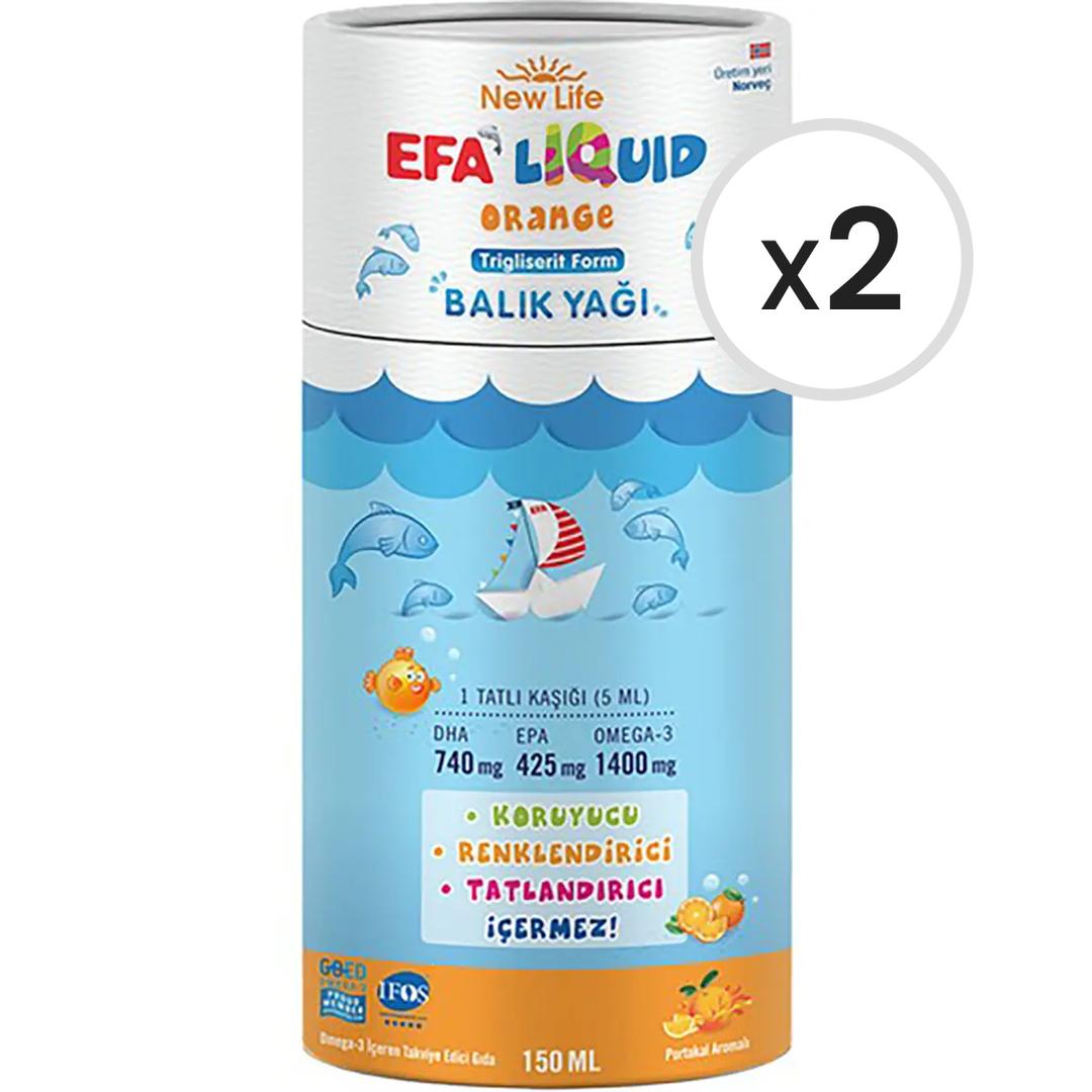 New Life EFA Liquid Portakal Balık Yağı Şurubu 150 ml 2'li Paket