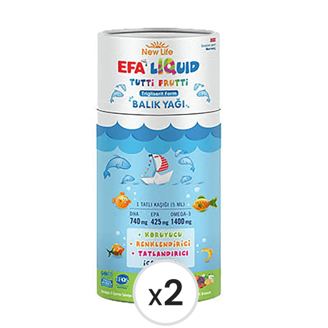 New Life EFA Liquid Tutti Frutti 150 ml Balık Yağı Şurubu 2'li Paket