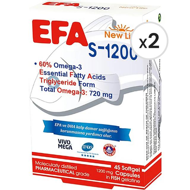 New Life EFA S-1200 Omega-3 45 Kapsül 2'li Paket