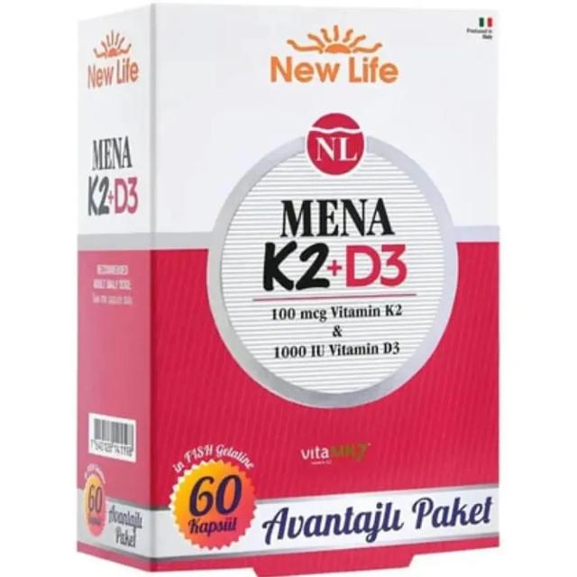 New Life Mena K2 + D3 60 Kapsül