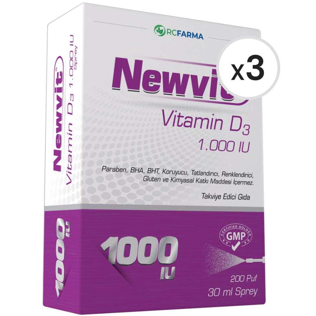 Newvit Vitamin D3 1000 IU 30 ml Sprey 3'lü Paket