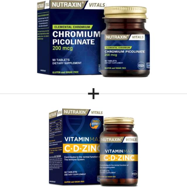 Nutraxin Chromium Picolinate 90 Tablet & Vitamin Max C-D-Zinc 60 Tablet
