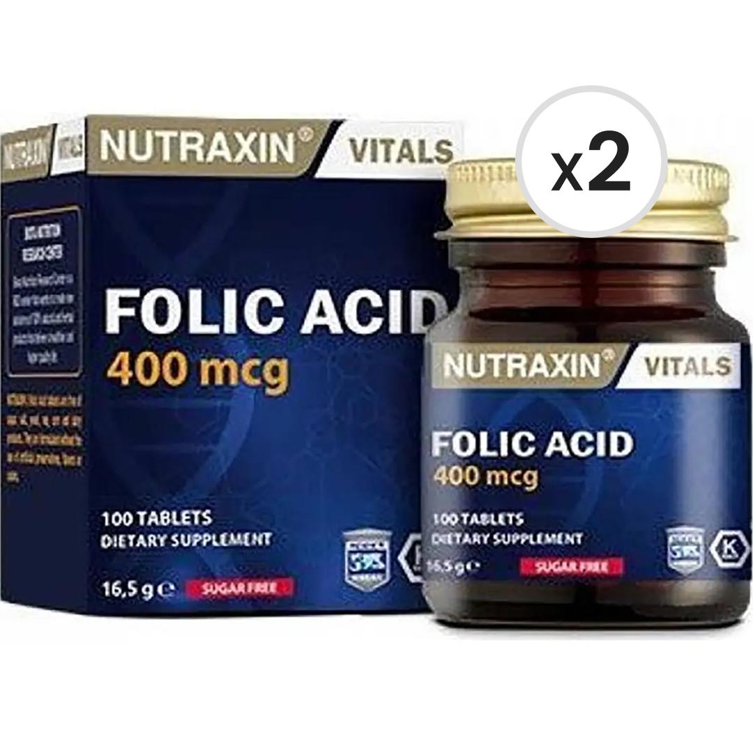 Nutraxin Folic Acid 400 mcg 100 Tablet 2'li Paket