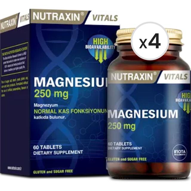 Nutraxin Magnesium Citrate 250 mg 60 Tablet 4'lü Paket