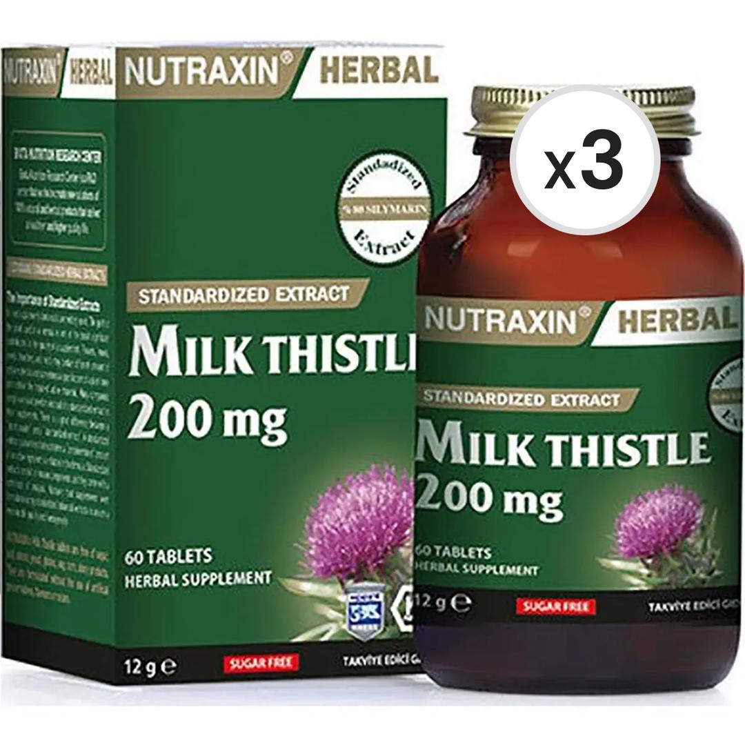 Nutraxin Milk Thistle 200 Mg 60 Tablet 3'lü Paket