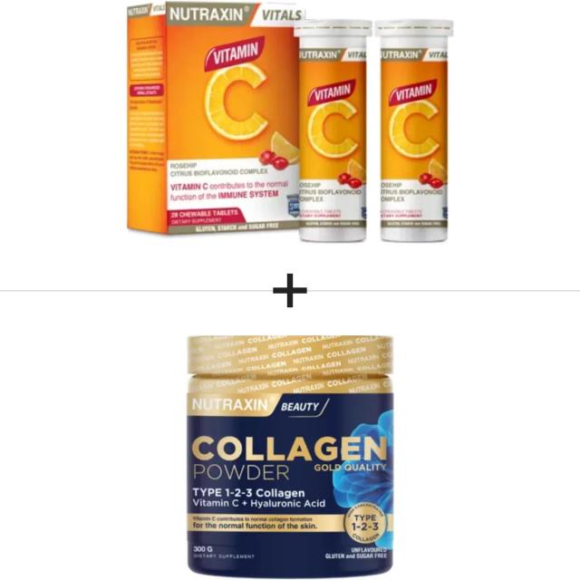 Nutraxin Vitamin C 28 Çiğneme Tableti & Collagen Powder