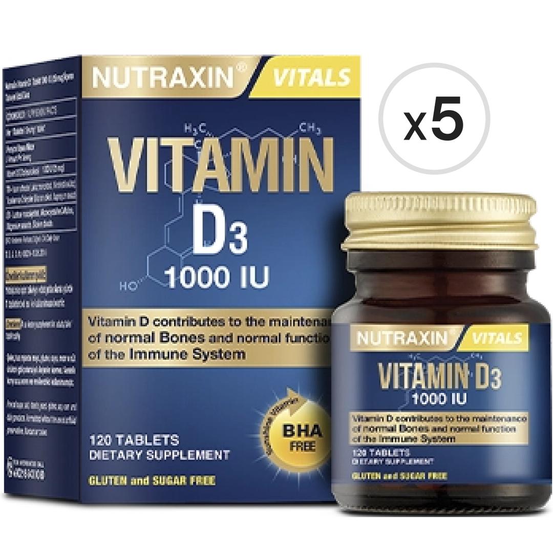 Nutraxin Vitamin D3 1000 IU 120 Tablet 5'li Paket