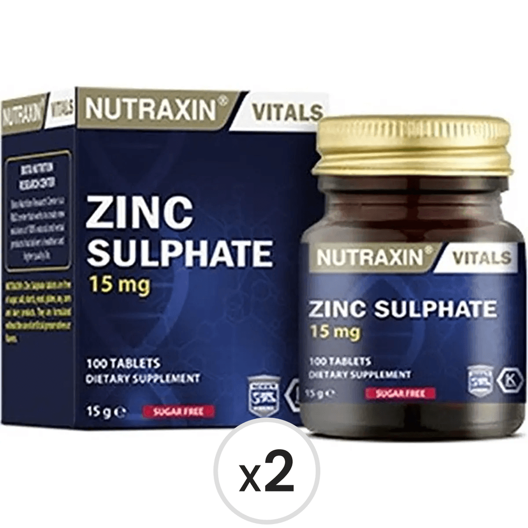 Nutraxin Zinc Sulphate 15 mg 100 Tablet 2'li Paket