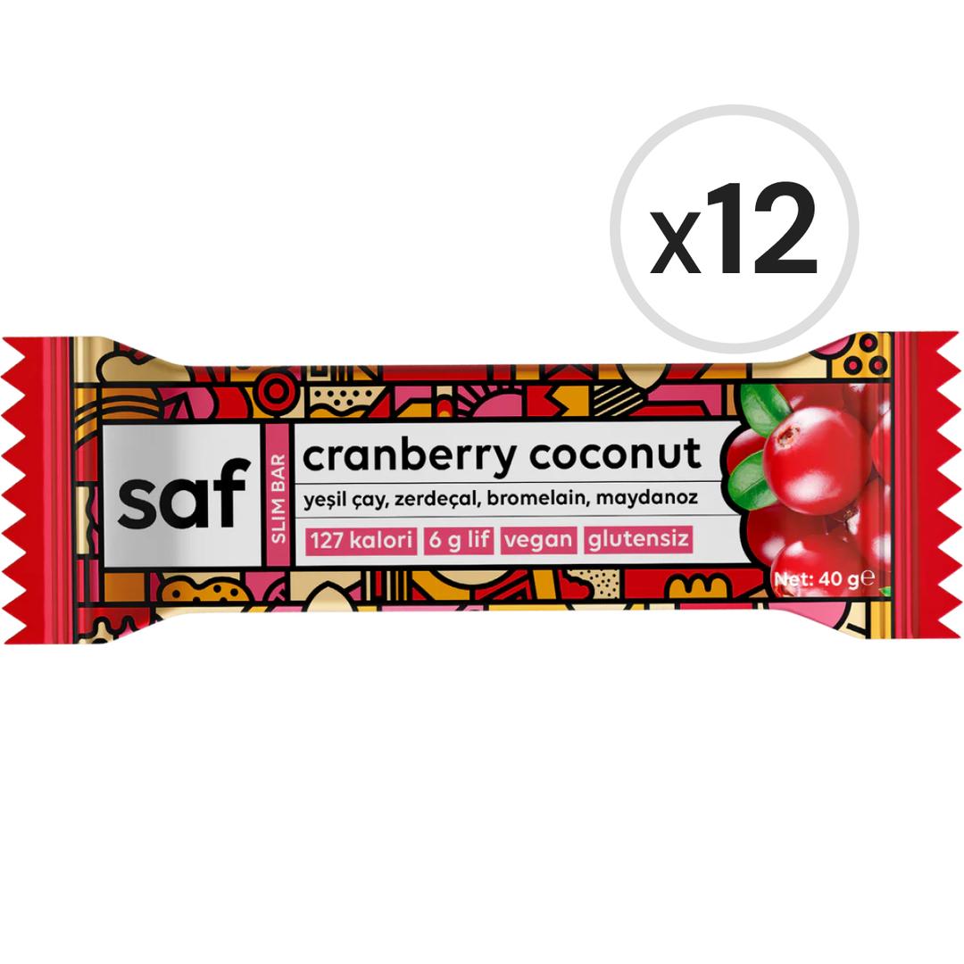 Saf Nutrition Cranberry Coconut Slim Bar 40 g 12'li Paket