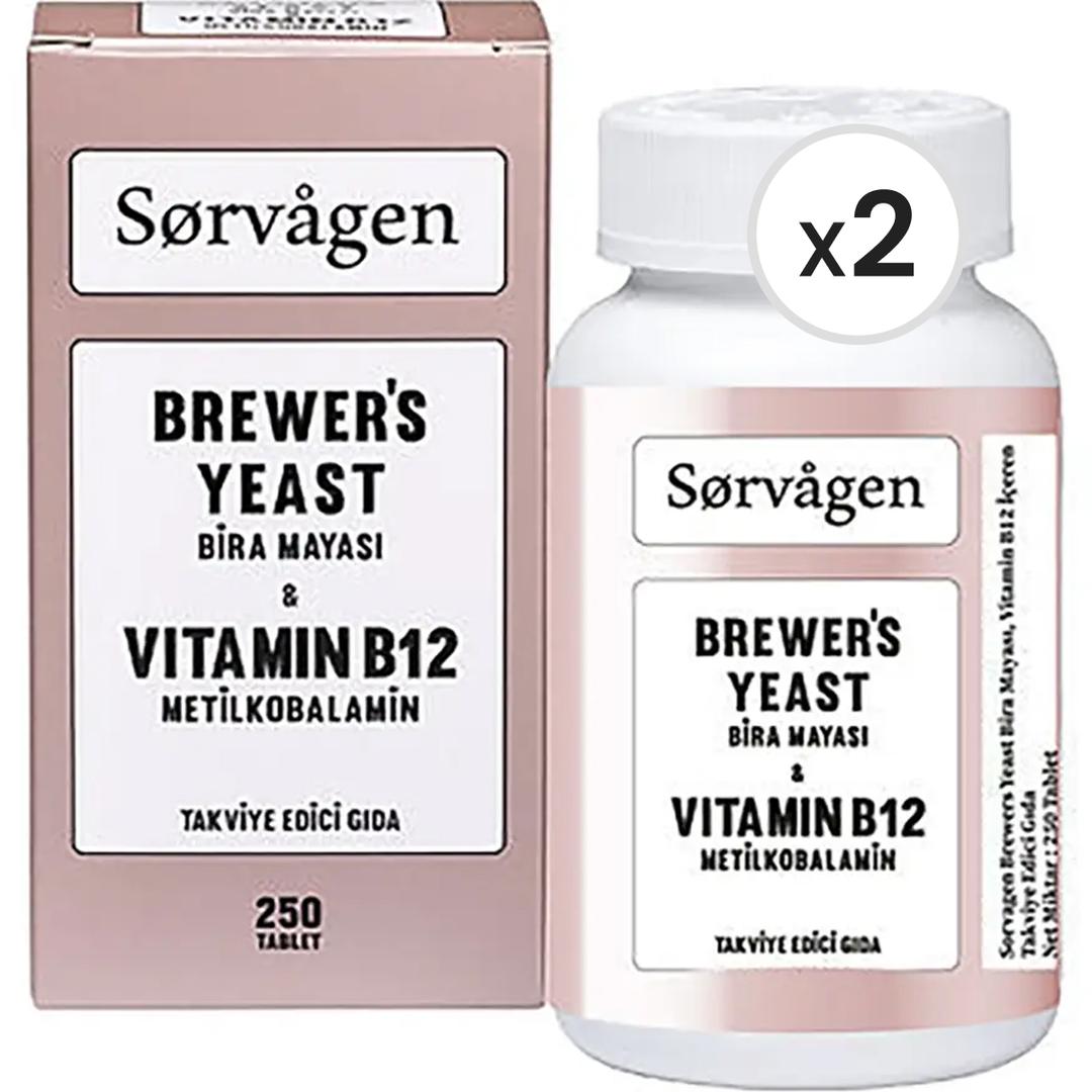 Sorvagen Brewer's Yeast (Bira Mayası) Vitamin B12 250 Tablet 2'li Paket