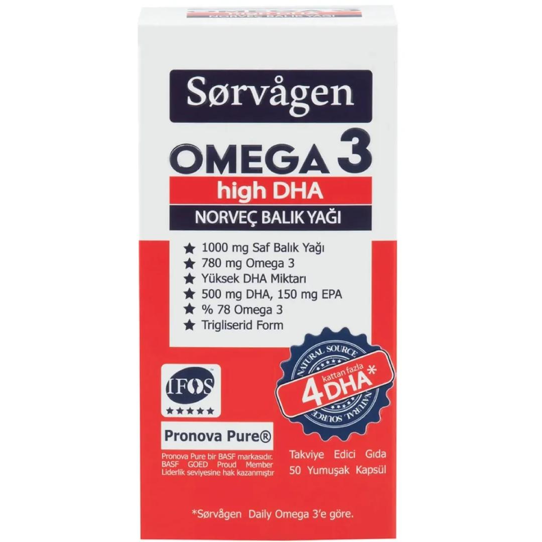 Sorvagen Omega 3 High DHA Norveç Balık Yağı 50 Kapsül