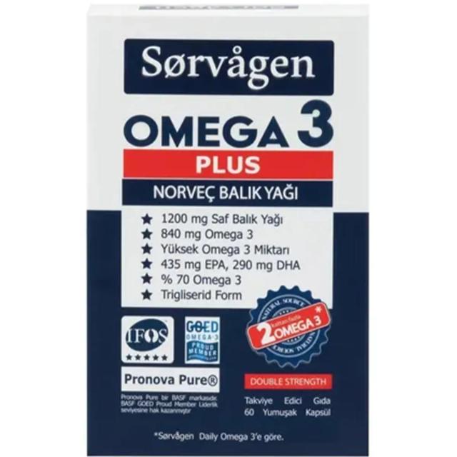 Sorvagen Omega 3 Plus 1200 mg Norveç Balık Yağı 60 Kapsül