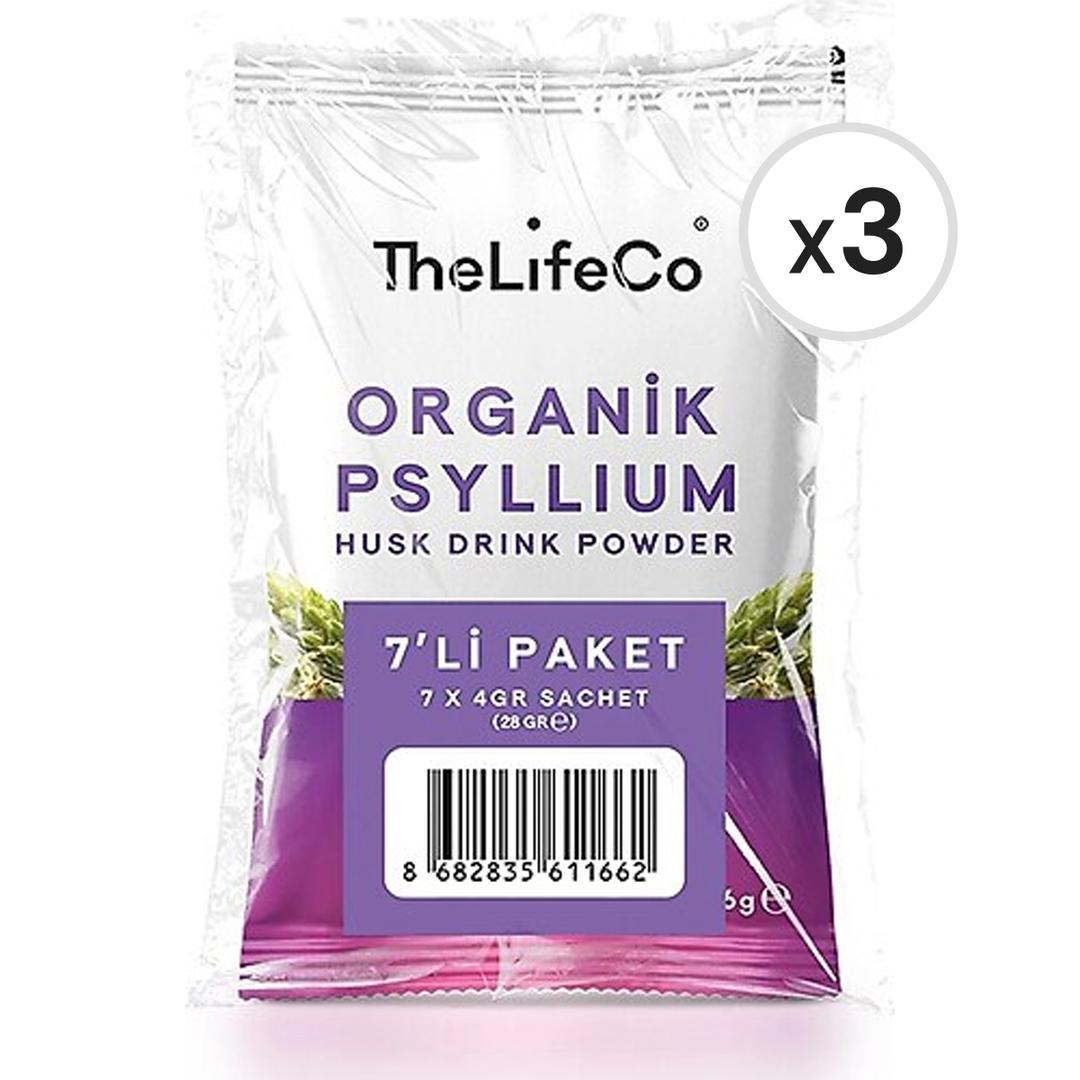 TheLifeCo Organik Psyllium Karnıyarık Otu İçecek Tozu 4 g x 7 Saşe 2'li Paket