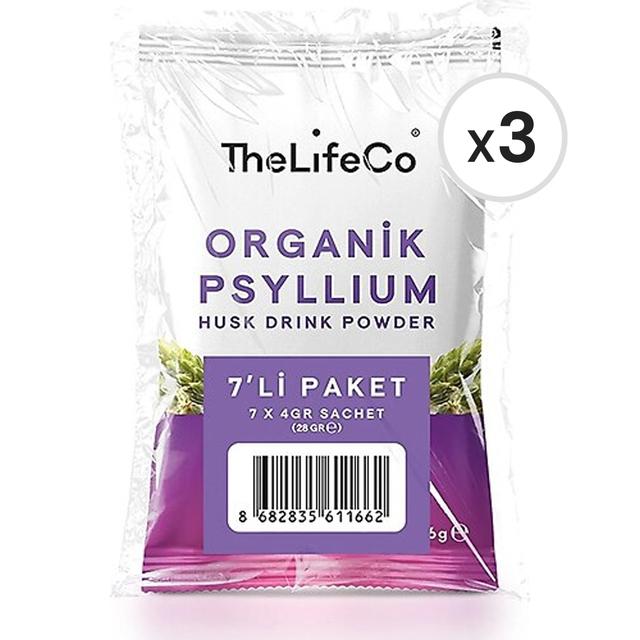 TheLifeCo Organik Psyllium Karnıyarık Otu İçecek Tozu 4 g x 7 Saşe 3'lü Paket