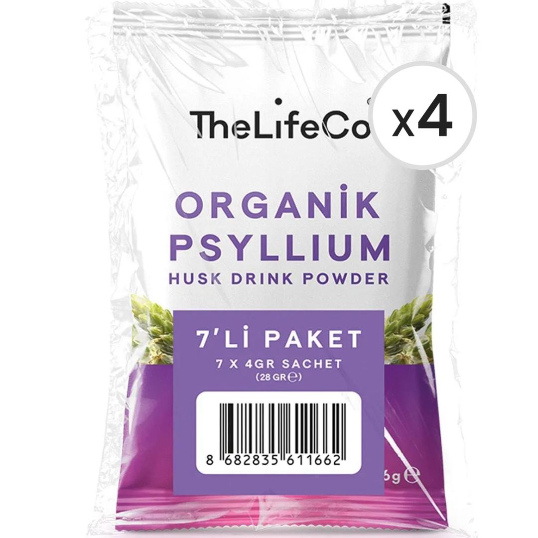 TheLifeCo Organik Psyllium Karnıyarık Otu İçecek Tozu 4 g x 7 Saşe 4'lü Paket