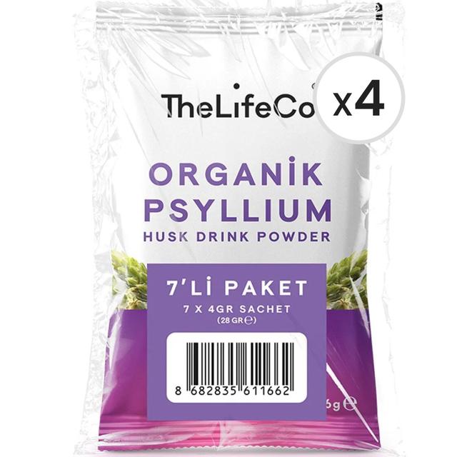 TheLifeCo Organik Psyllium Karnıyarık Otu İçecek Tozu 4 g x 7 Saşe 4'lü Paket