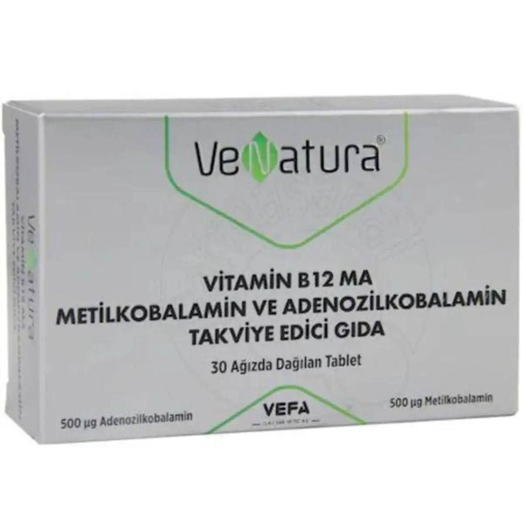 VeNatura Vitamin B12 MA Metilkobalamin ve Adenozilkobalamin 30 Tablet