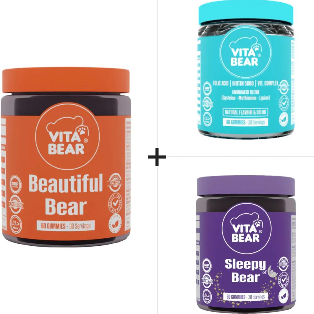 Vita Bear Sleepy Bear 60 Gummy & Strong Hair 60 Gummy & Beautiful Bear 60 Gummy