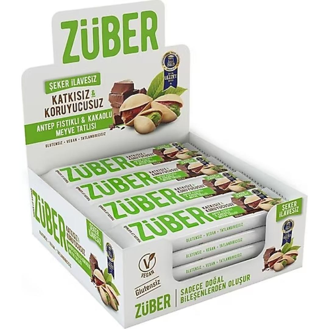 Züber Antep Fıstıklı ve Kakaolu Meyve Bar 40 g 12'li Paket