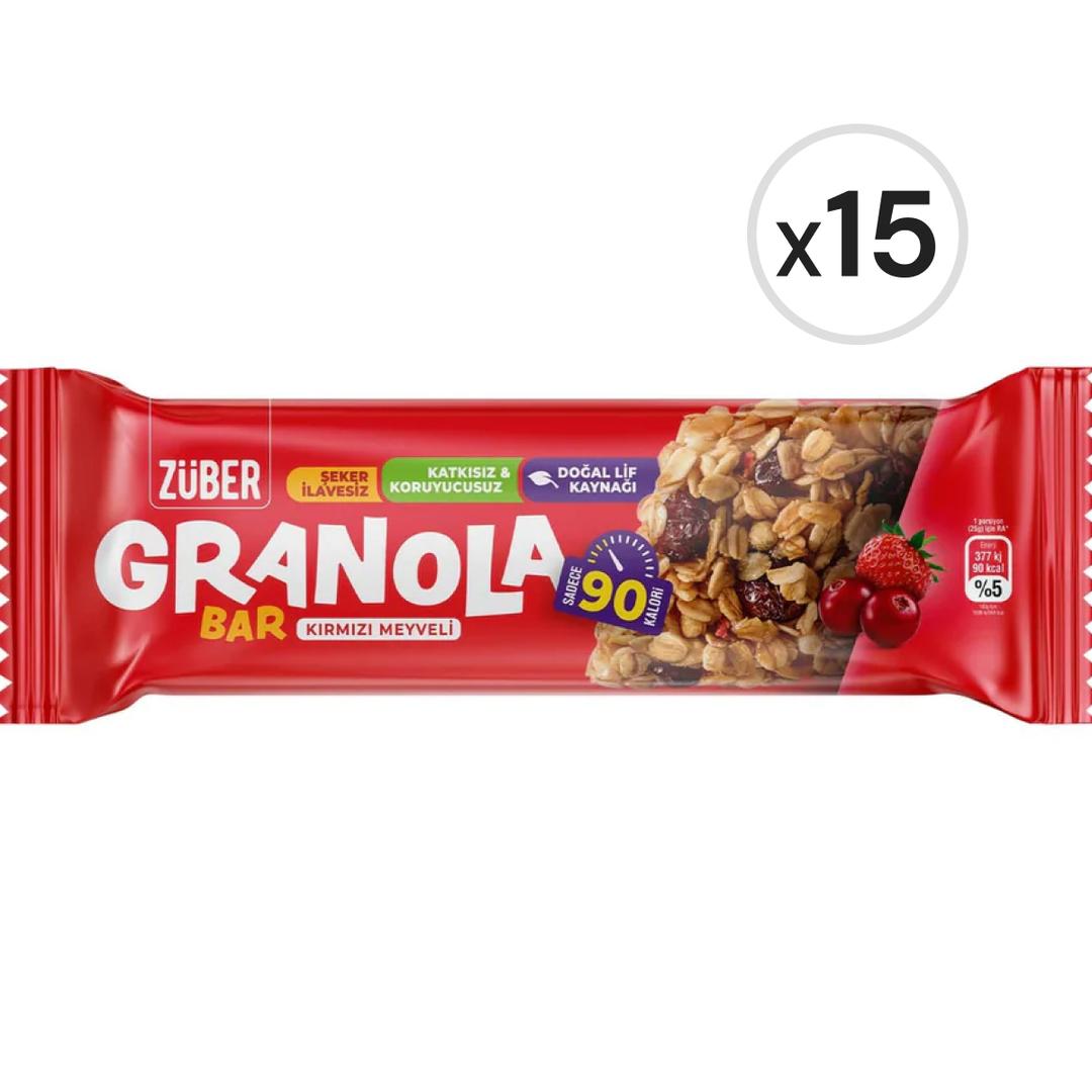 Züber Kırmızı Meyveli Granola Bar 25 g 15'li Paket